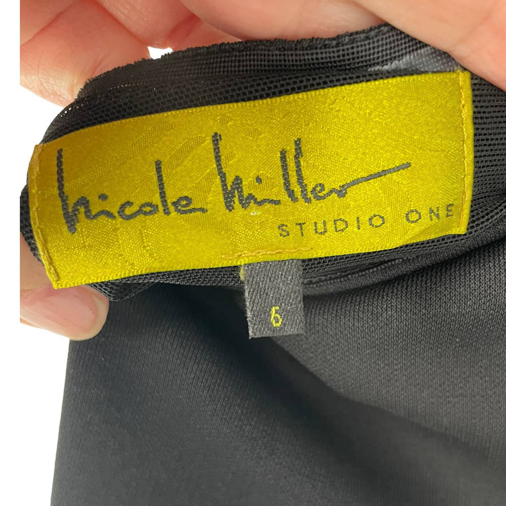 Nicole MILLER  STUDIO ONE BLACK DRAPE NECK DRESS - Picture 9 of 9